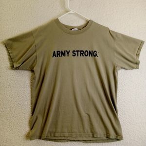 Army Strong Anvil Shirt Adult Large‎ Short Sleeve Cotton 2 Sided Graphic